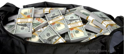 Big bag of $1 mil cash close up