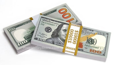 New $10,000 fake money stacks