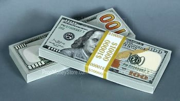 New Series $100s Aged $10,000 Full Print Prop Money Stack