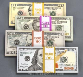 New Style $20s Full Print $10,000 Prop Money Package