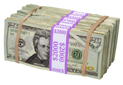 Aged $20 bill prop money brick