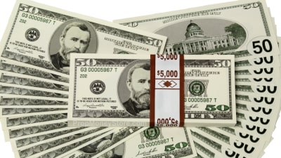 $50 bill style full print money bundle