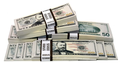 $50 current style full print money x 5