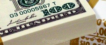 Prop $100 bill close up