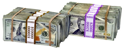 Aged Full Print $100s, and $20s x5. Aged full print cash lot of 5 each, $100s and $20s.