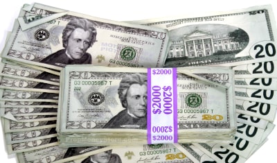 movie prop money $20 bills aged