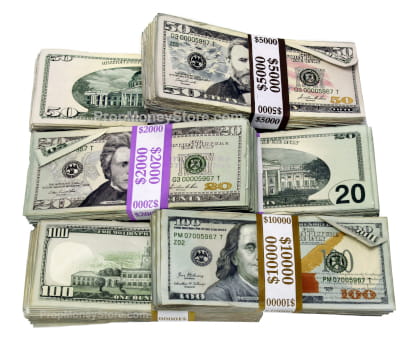 $34k money prop lot of aged $100s, $50s, and $20s.