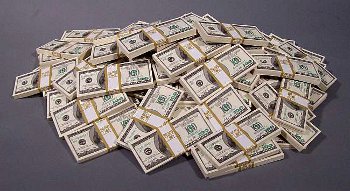 pile of 100 prop money bundles front