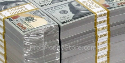 Prop Money shrink wrapped close-up